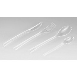 Petite Cuillère Plastique jetable Inox 13,5cm - Paquet 50 Cuillères.