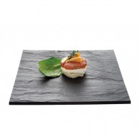 Assiette jetable aspect ardoise de la marque textura, assiette plate carrée de 270mm.