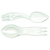 Couvert jetable "deux en un" un coté fouchette et l'autre fourchete.