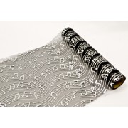 Chemin de table organza "musique" noir