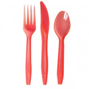 Couvert jetable rouge par 10