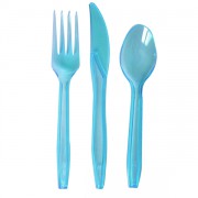 Couvert jetable turquoise par 10