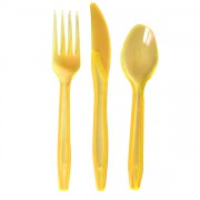 Couvert plastique jaune par 10