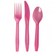 Couvert plastique fuschia par 10