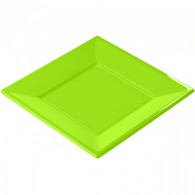 Assiette jetable carrée vert anis par 8