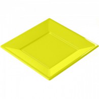 Assiette jetable carrée jaune par 8