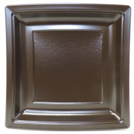 Assiette en plastique carrée marron de 240mm