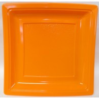 Assiette orange en plastique carrée de 240mm