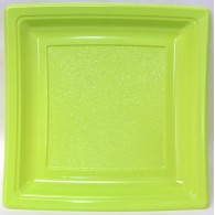 Assiette jetable carrée en vert anis de 240mm