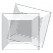 Assiette en plastique transparent par 8