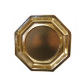 Assiette en plastique rigide octogonale couleur or