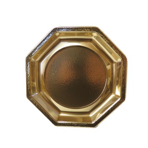 Assiette plastique octogonale Or par 25