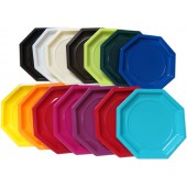 Assiette jetable octogonale de 240mm, disponible en 13 coloris