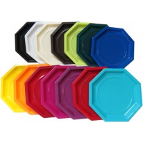 Assiette jetable octogonale de 240mm, disponible en 13 coloris
