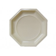 Assiette jetable ivoire aspect octogonal