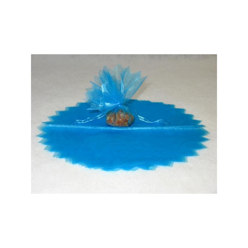 Rond en organza feston en pointe turquoise