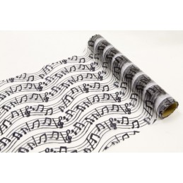 Chemin de table organza "musique" blanc