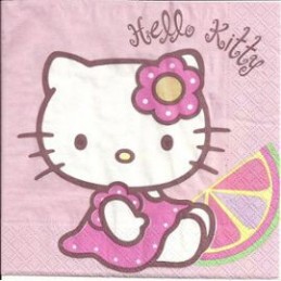 4 X Tableau unique Fête Serviettes en papier DECOUPIS-Hello Kitty Rose 