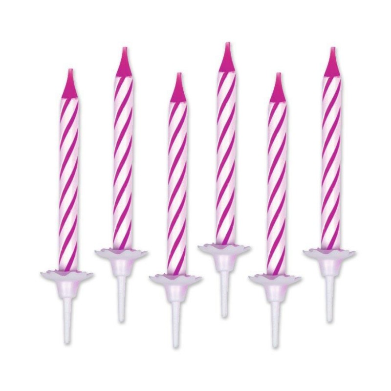 bougie anniversaire rose sur pique 3 ans - contenants à dragées pas cher