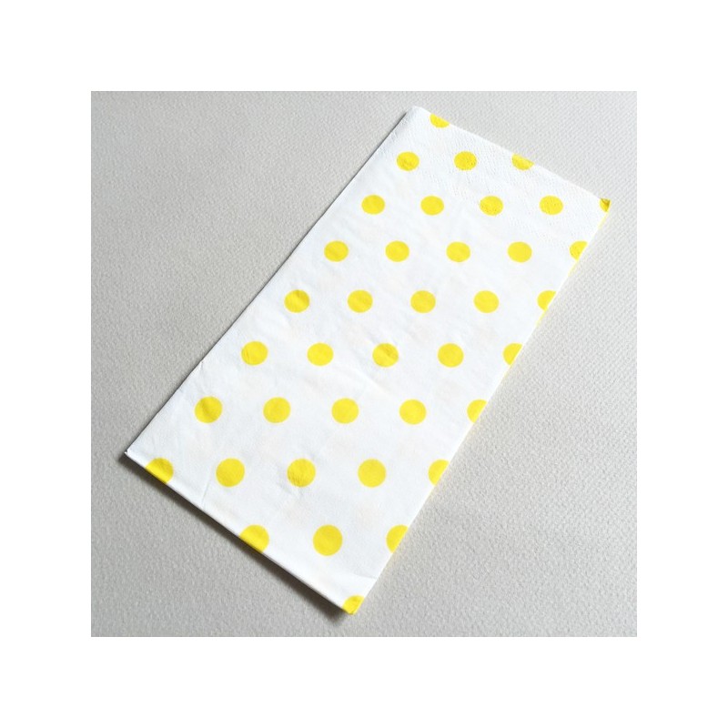 Serviette en papier à pois jaune