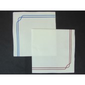 Serviette jetable haute qualité, en celisoft de 40x40cm, décorée en fond balanc avec contout bleu ou rouge