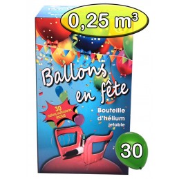 Kit bouteille hélium 0,25 m3 + 30 ballons dorés