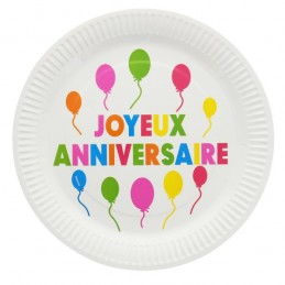 Assiettes en carton happy birthday - Décoration anniversaire