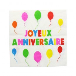 Serviette papier Joyeux Anniversaire 33x33cm par 10