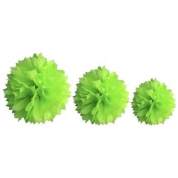 Boules en papier Pompons 40cm, 30cm et 20cm vert anis