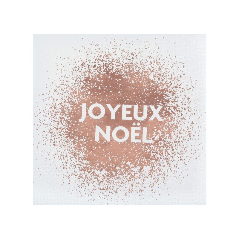 Serviette Joyeux Noël paillettes blanc 25x25cm par 20