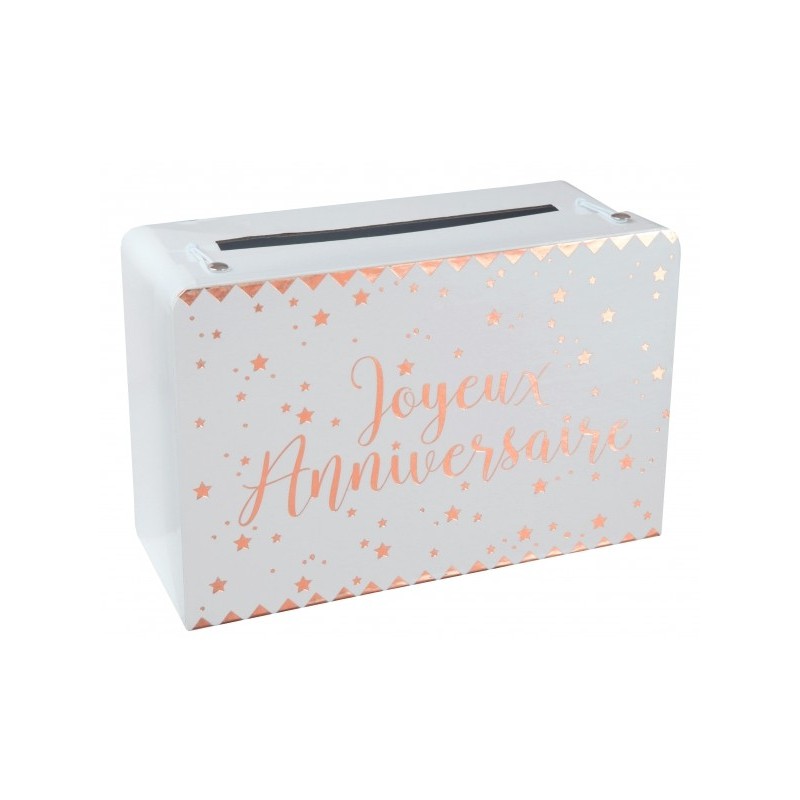 Urne carton Joyeux Anniversaire Rose Gold